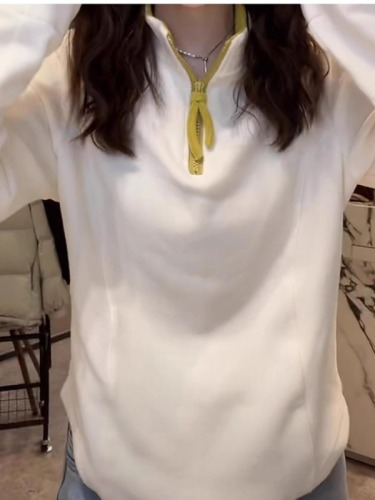 Double-sided velvet thickened stand-up collar long-sleeved top for women 2024 autumn and winter large size fat mm fashionable and super good-looking bottoming shirt