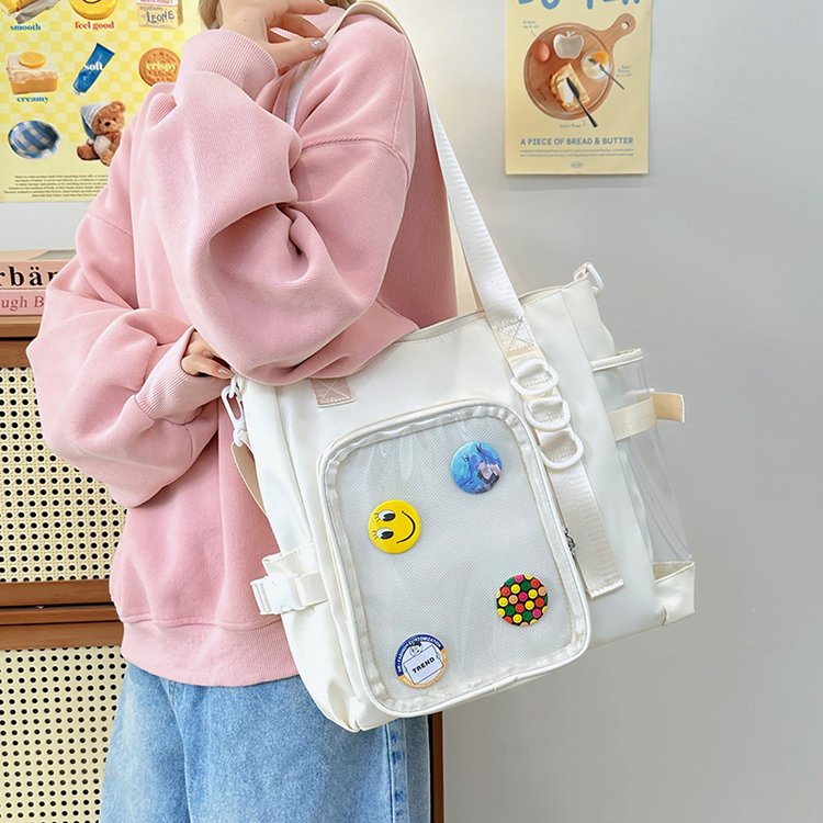 Forest pain bag versatile tote bag ins style transparent shoulder bag female large capacity campus student versatile crossbody bag