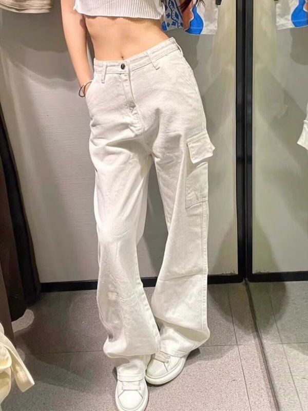 Large size S-5XL American paratrooper overalls summer thin Japanese style loose pleated handsome loose straight trousers