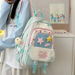 College style cute small fresh contrasting color small schoolbag female junior high school and high school student backpack travel lightweight backpack