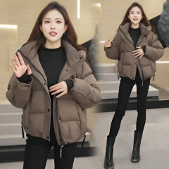 Official Photo Short Cotton Jacket Women's 2024 European Small Man Hooded Loose Versatile Thickened Warm Bread Jacket