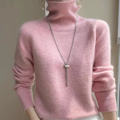 Autumn and winter high collar thickened knitted sweater women's new bottoming warm woolen sweater worn inside and outside loose knitted sweater