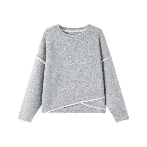 Official picture of floral velvet long-sleeved top knitted sweater round neck 2024 short slim fit bottoming women's autumn and winter warm sweater