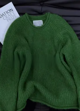Round neck sweater tops for women, autumn and winter loose, lazy, soft and waxy pullover sweaters