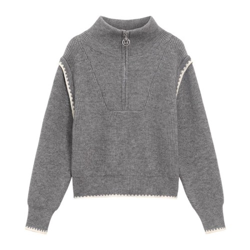 Half-zip turtleneck sweater for women 2024 new autumn loose design niche chic long-sleeved sweater top