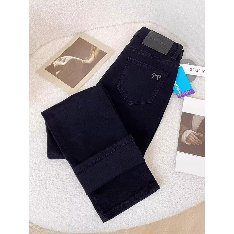 Large size S-5XL jeans straight leg loose spring autumn winter 2024 new high waist slimming small wide legs