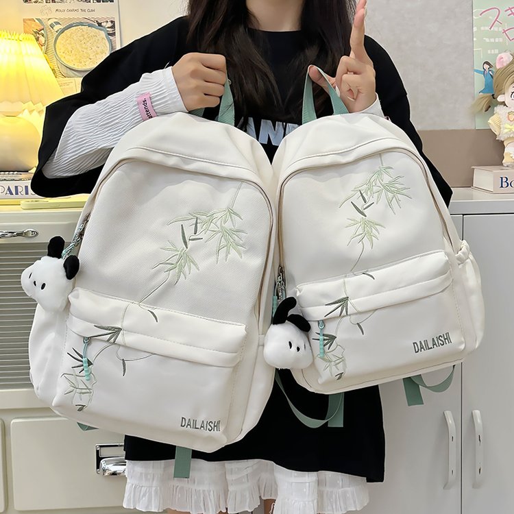 New Chinese style national style backpack forest style literary commuting school bag women's simple versatile embroidered travel backpack