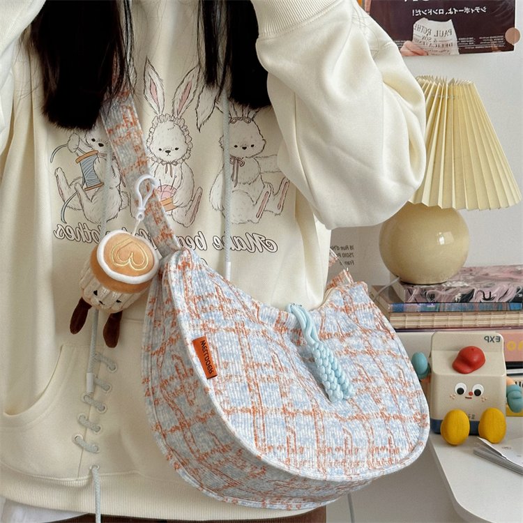 Fashionable and versatile Korean style simple autumn and winter new houndstooth large capacity literary women's shoulder crossbody bag
