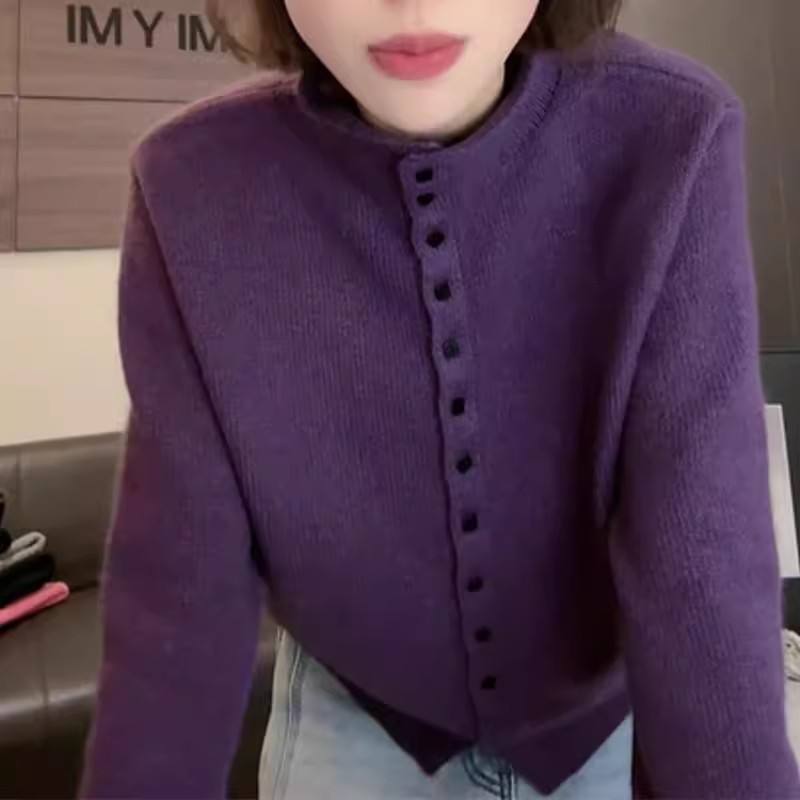 Spring hot trend fashion casual versatile internet celebrity wool knitted cardigan feminine and age-reducing high-end multi-button top