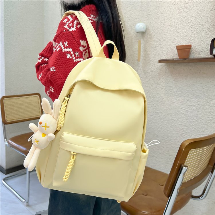 Schoolbag female Japanese style ins solid color versatile simple casual large capacity girl middle school student backpack backpack wholesale