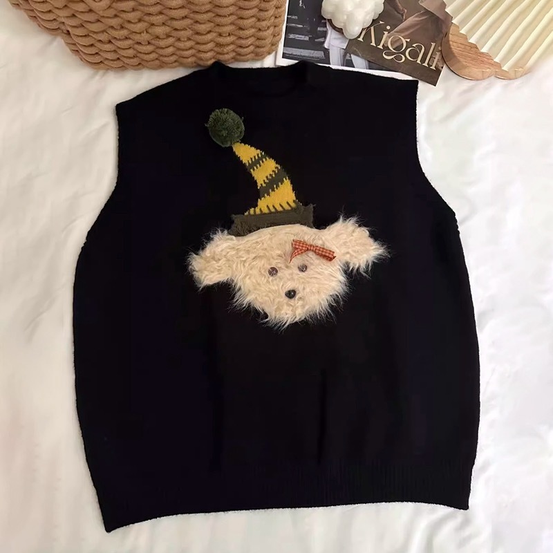 Ready stock puppy vest for women autumn and winter new loose and cute top