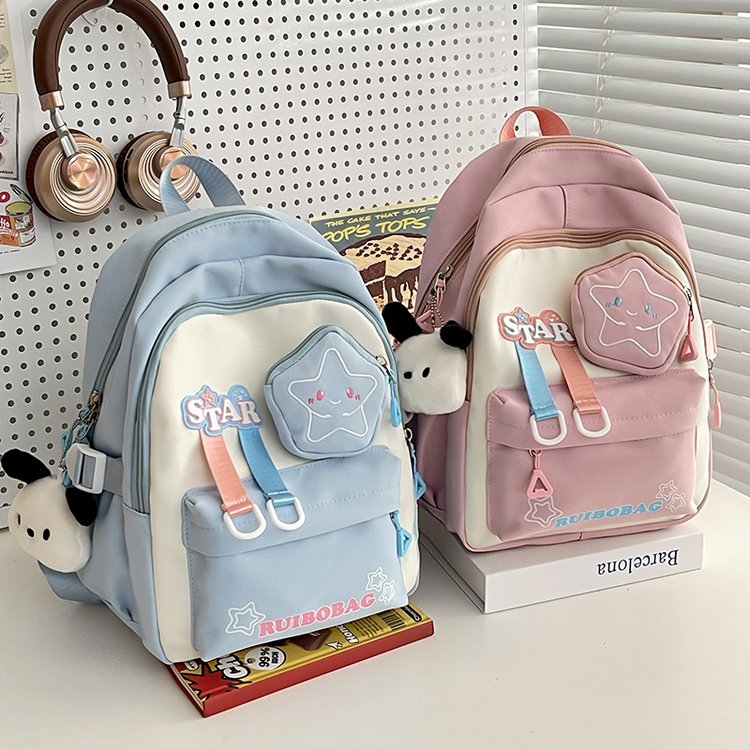 Cute Star Girl Schoolbag Female Korean Retro High School Student Junior High School Student Backpack Large Capacity Travel Backpack