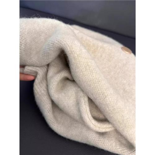 Korean style late autumn chic fake two-piece beige knitted cardigan short coat for women lazy high-end outer sweater top