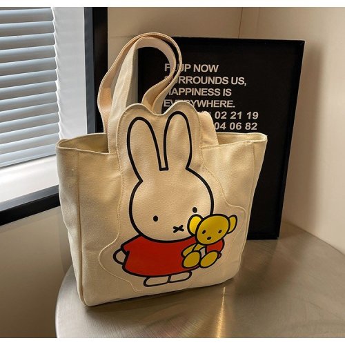 Little Rabbit Canvas Bag Shoulder Bag Handbag 2024 New Cute Cartoon Canvas Bag Tote Bag Versatile Summer