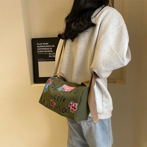 Gentle Woman letter printed shoulder crossbody bag new cross-border fashion canvas women's bag single shoulder crossbody bag
