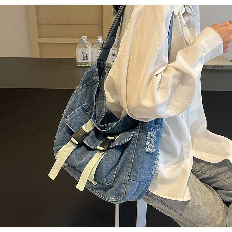 Denim bag ins Harajuku style large capacity girl crossbody bag hand bag forest style versatile fashion shoulder bag