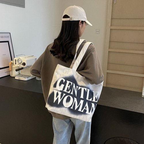 GENTLE WOMAN cross-border mommy canvas bag 2024 new large-capacity color printed portable shoulder bag
