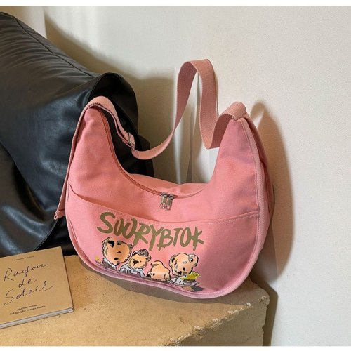 Large capacity canvas bag for women 2024 new fashion commuter shoulder bag versatile lightweight sports crossbody dumpling bag