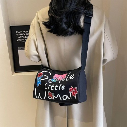 Gentle Woman letter printed shoulder crossbody bag new cross-border fashion canvas women's bag single shoulder crossbody bag