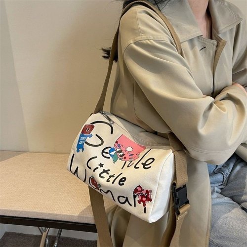 Gentle Woman letter printed shoulder crossbody bag new cross-border fashion canvas women's bag single shoulder crossbody bag