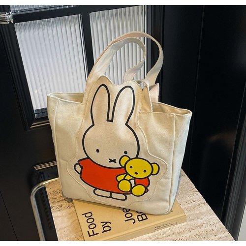 Little Rabbit Canvas Bag Shoulder Bag Handbag 2024 New Cute Cartoon Canvas Bag Tote Bag Versatile Summer