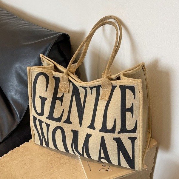 Thailand Gentle Woman retro letter printed canvas bag new high-end portable shoulder bag