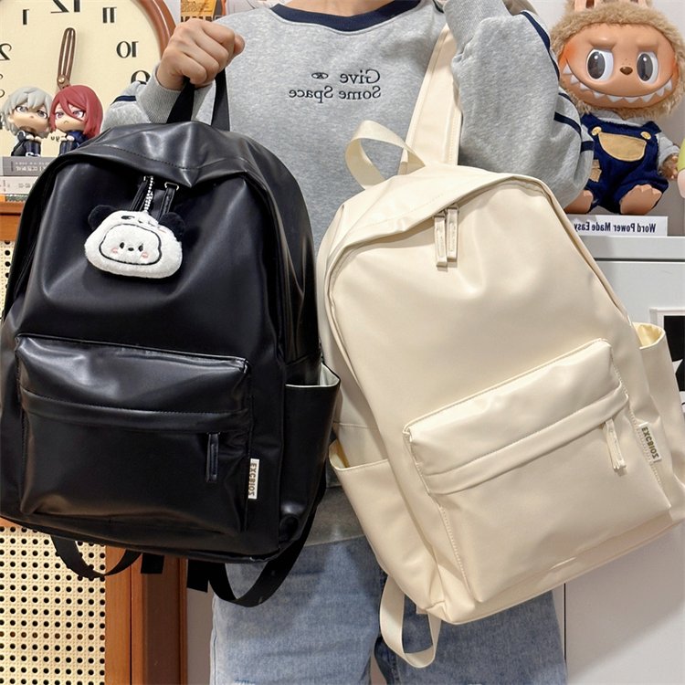 PU soft leather school bag for women, Japanese college students, casual travel backpack, men's fashionable large-capacity casual computer backpack