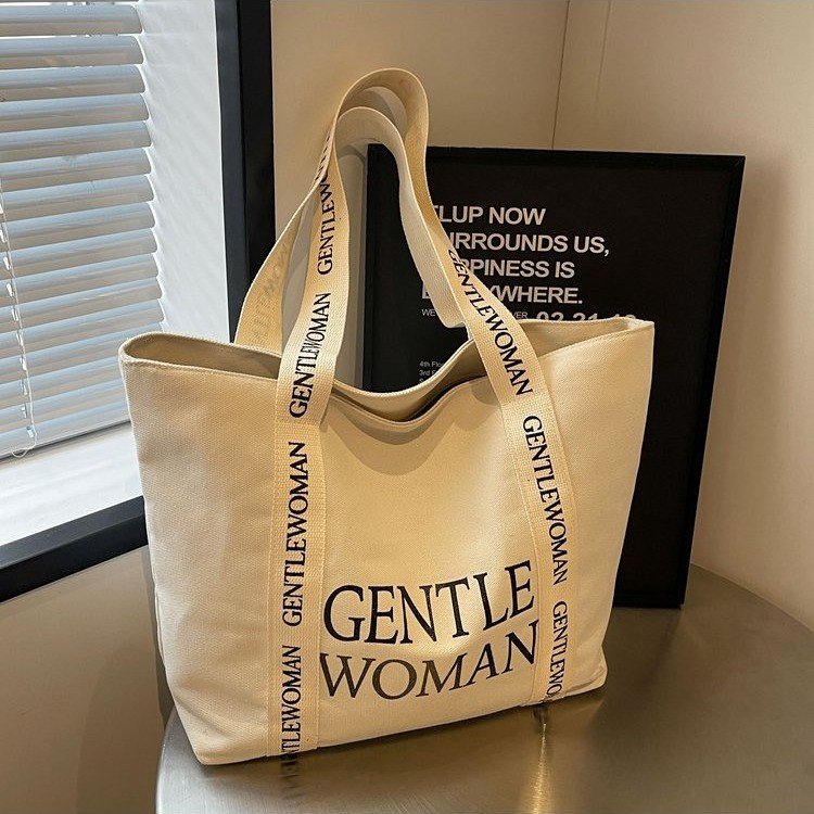 Thailand Gentle Woman large letter printed canvas bag 2024 new texture casual fashion shoulder bag