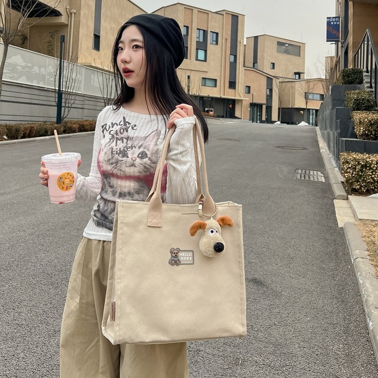 ins cute leader dog portable canvas bag student versatile tote bag canvas commuter bag shoulder bag wholesale