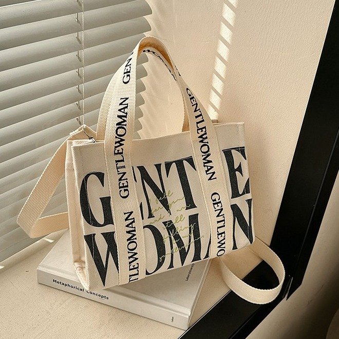 Canvas bag women's handbag 2024 new small square bag Korean style fashion contrasting shoulder bag crossbody bag small square bag