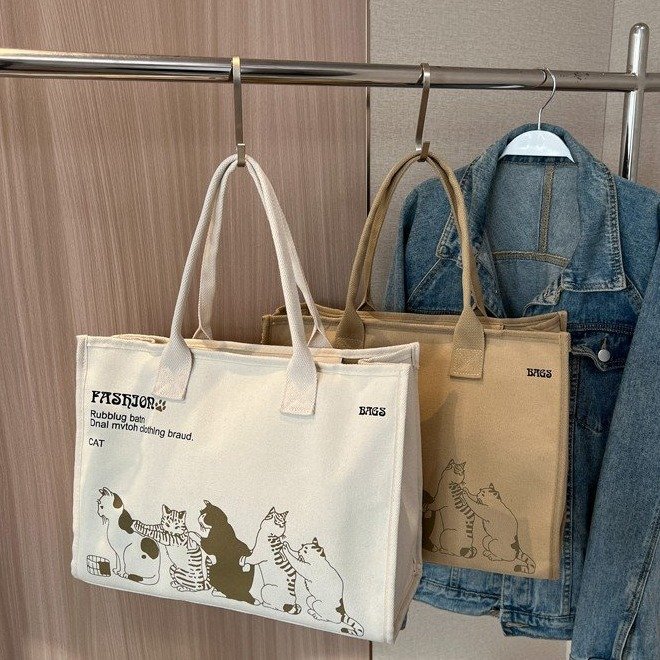 Large-capacity canvas bag for women summer new versatile shoulder bag commuter tote bag student handbag mommy bag