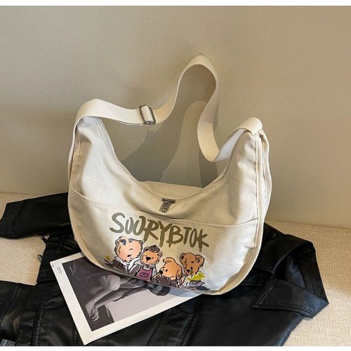 Large capacity canvas bag for women 2024 new fashion commuter shoulder bag versatile lightweight sports crossbody dumpling bag
