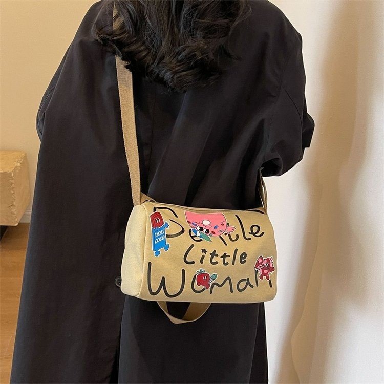 Gentle Woman letter printed shoulder crossbody bag new cross-border fashion canvas women's bag single shoulder crossbody bag