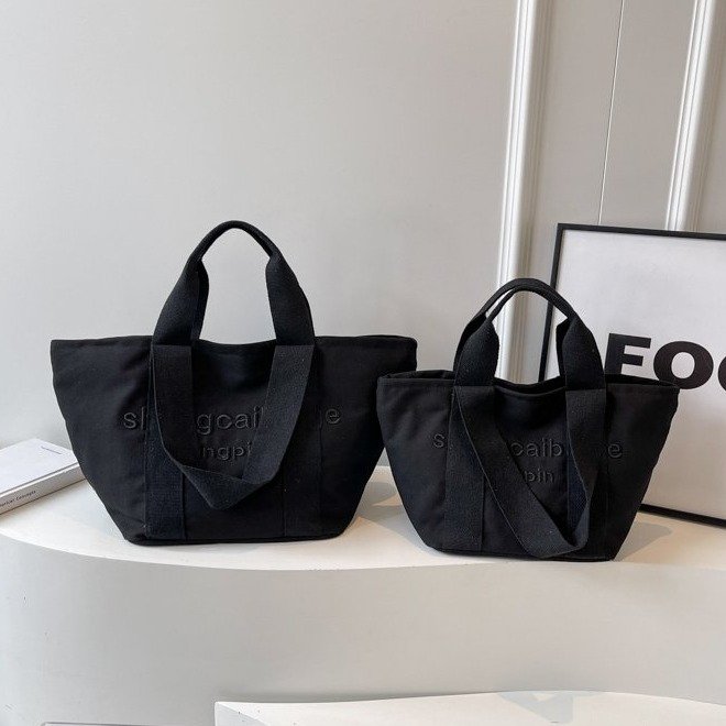 Simple forest style portable shoulder bag for women ins Korean style fashion embroidered letter tote large bag casual travel bag