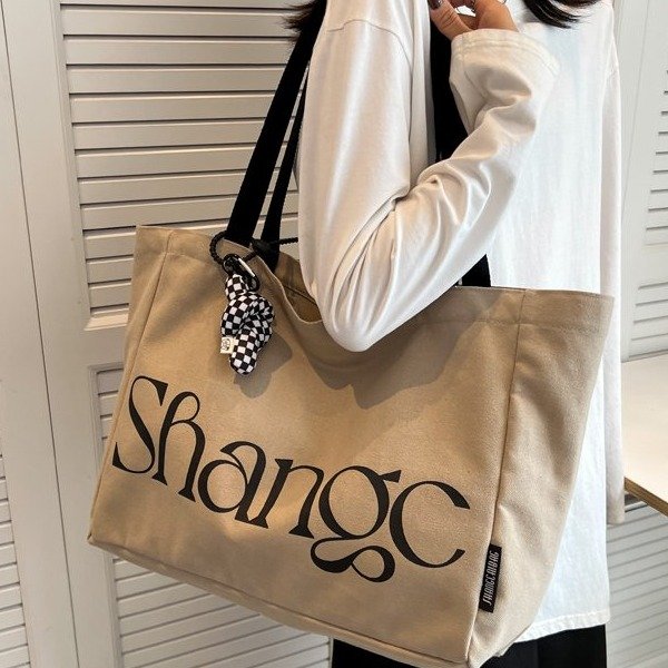Canvas bag tote bag 2024 new trendy fashion simple large capacity single shoulder student Korean style casual canvas bag