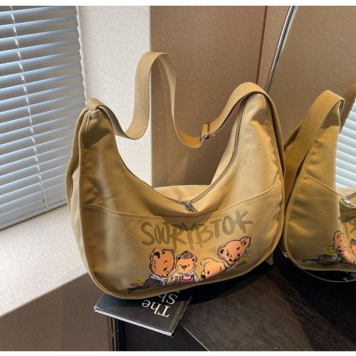 Large capacity canvas bag for women 2024 new fashion commuter shoulder bag versatile lightweight sports crossbody dumpling bag