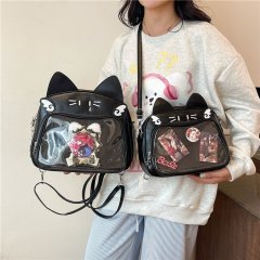Trendy hot girl pain bag large capacity versatile mechanical cat small backpack single shoulder crossbody bag travel backpack