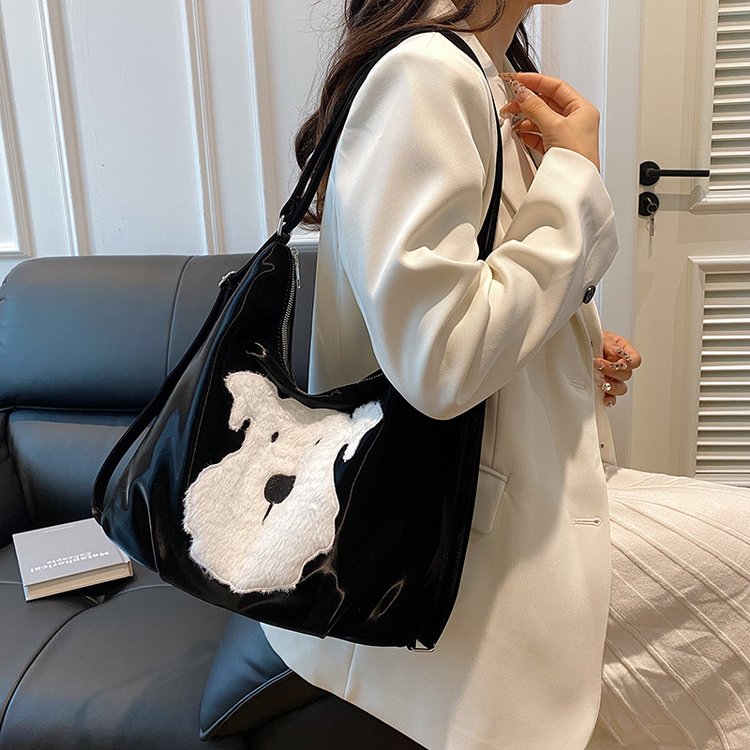 Cute puppy tote bag for women Korean college style backpack large capacity shoulder bag