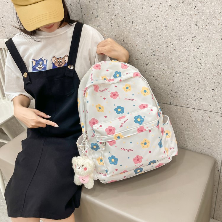 Small fresh girl backpack Korean version new niche forest style literary small floral school bag student travel backpack for women