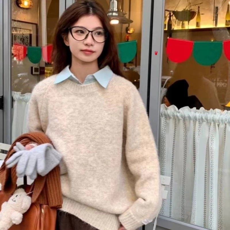 "Wandering Ballad" Horn Button Sweater Sweater Jacket Women's Spring and Autumn Mid-Length Thickened Cardigan