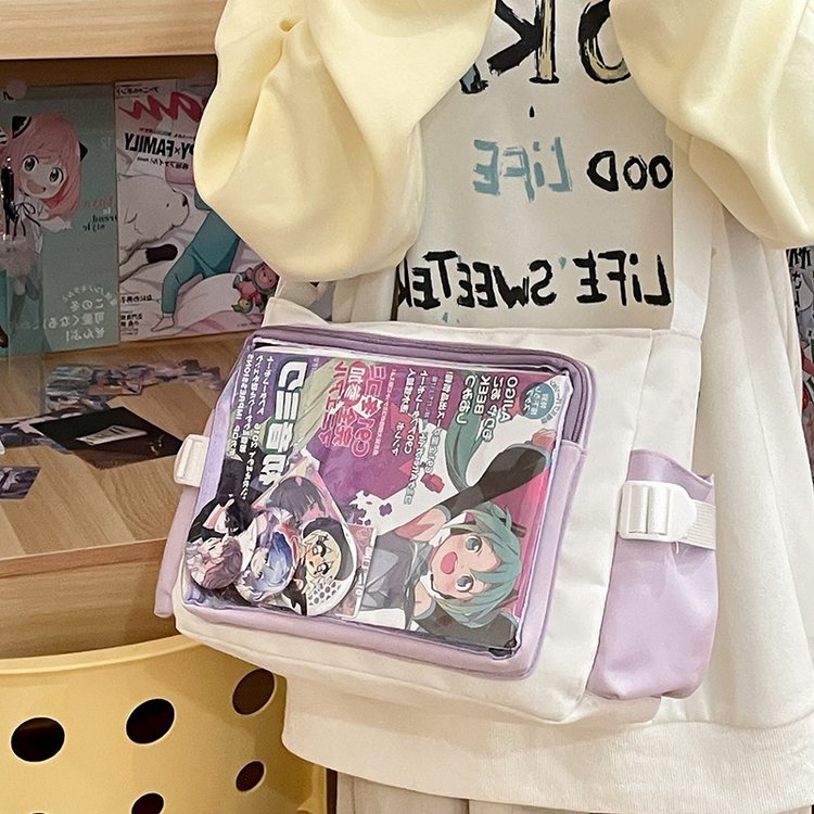 College Daily Versatile Transparent One-shoulder Class Book Two-Dimensional Bag Women's Large Capacity Casual Pain Bag