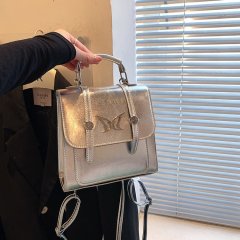 Niche Silver Butterfly Backpack Women's Fashion Student Backpack Versatile Handheld Travel Bag