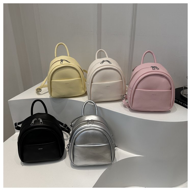 Solid Color Backpack Small Bag Women's Korean Style Fashion Girls Backpack Casual Outing Small Bag