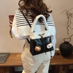 Lamb Plush Bucket Bag Women's Seasonal New Light Luxury Niche Design High-End Crossbody Bag Backpack