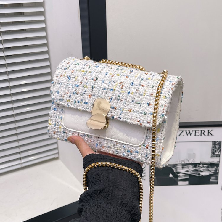 ins high-end fashion woolen bag chain niche simple casual shoulder bag