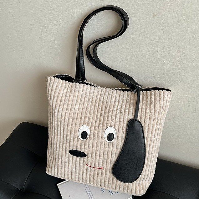 Corduroy Bag Women's Casual Versatile Cute Shoulder Bag Large Capacity Tote Bag