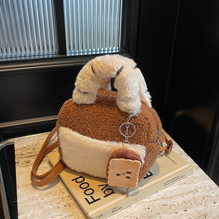 Lamb Plush Velvet Bag Women's Light Luxury Handbag Commuting Shoulder Bag Crossbody Small Square Bag Backpack