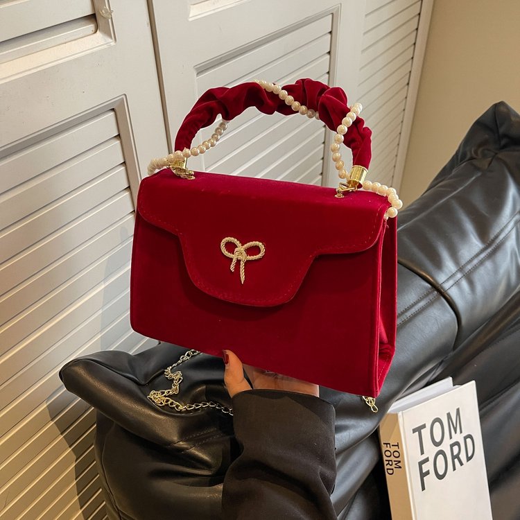 Red niche wedding bag for women, high-end bridal bag, wedding special handbag, wedding engagement bag