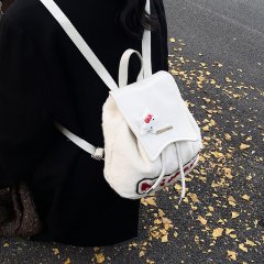School bag, niche college student backpack, stitched fur bag, high-end, versatile small backpack