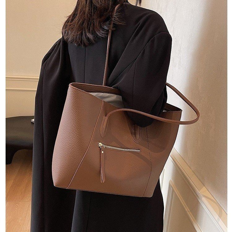 Student class tote bag women's simple lightweight casual commuter bag large capacity versatile shoulder bag